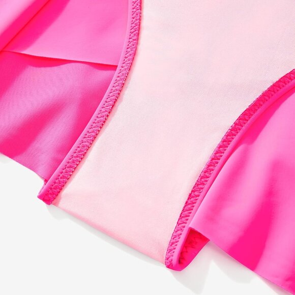 Women's One Piece Swim Dress Swimsuit Tummy Control Skirted Bathing Suit Pink - Picture 8 of 8